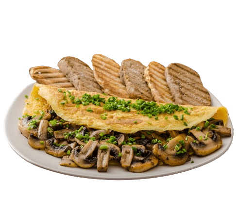 MUSHROOM OMLETTE W BROWNBREAD